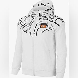 Nike Sportswear Windrunner Windbreaker Youth Hooded Logo White Jacket Size M New